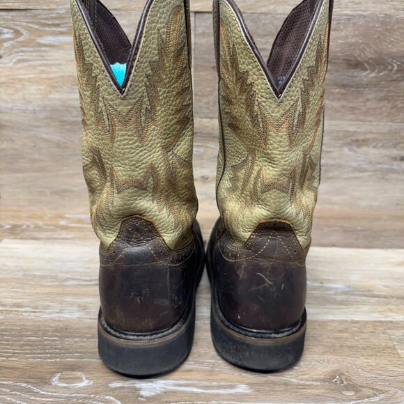 Justin Superintedent 11" Steel Toe Brown Leather Western Boots Men's Size 9.5 - Picture 3 of 7